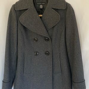New York & Company woven grey peacoat